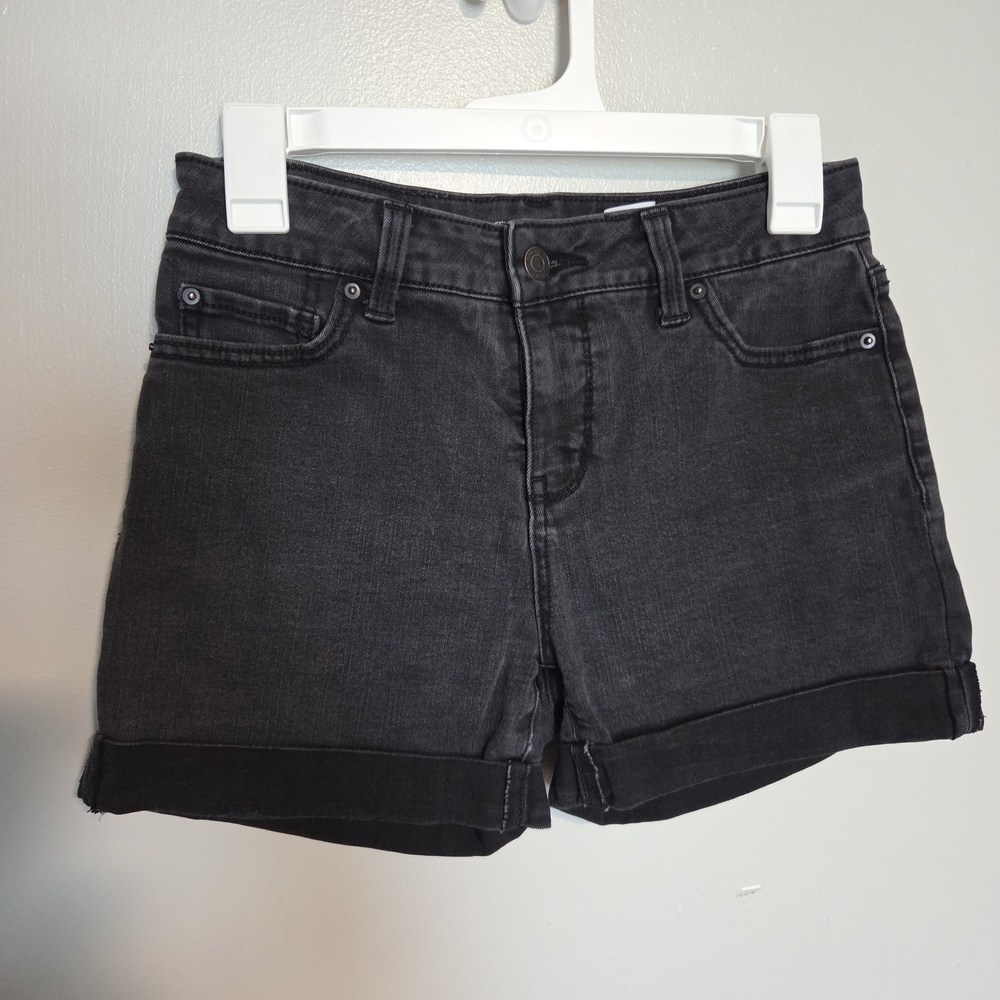 Time and Tru Black Rolled Hem Denim Shorts